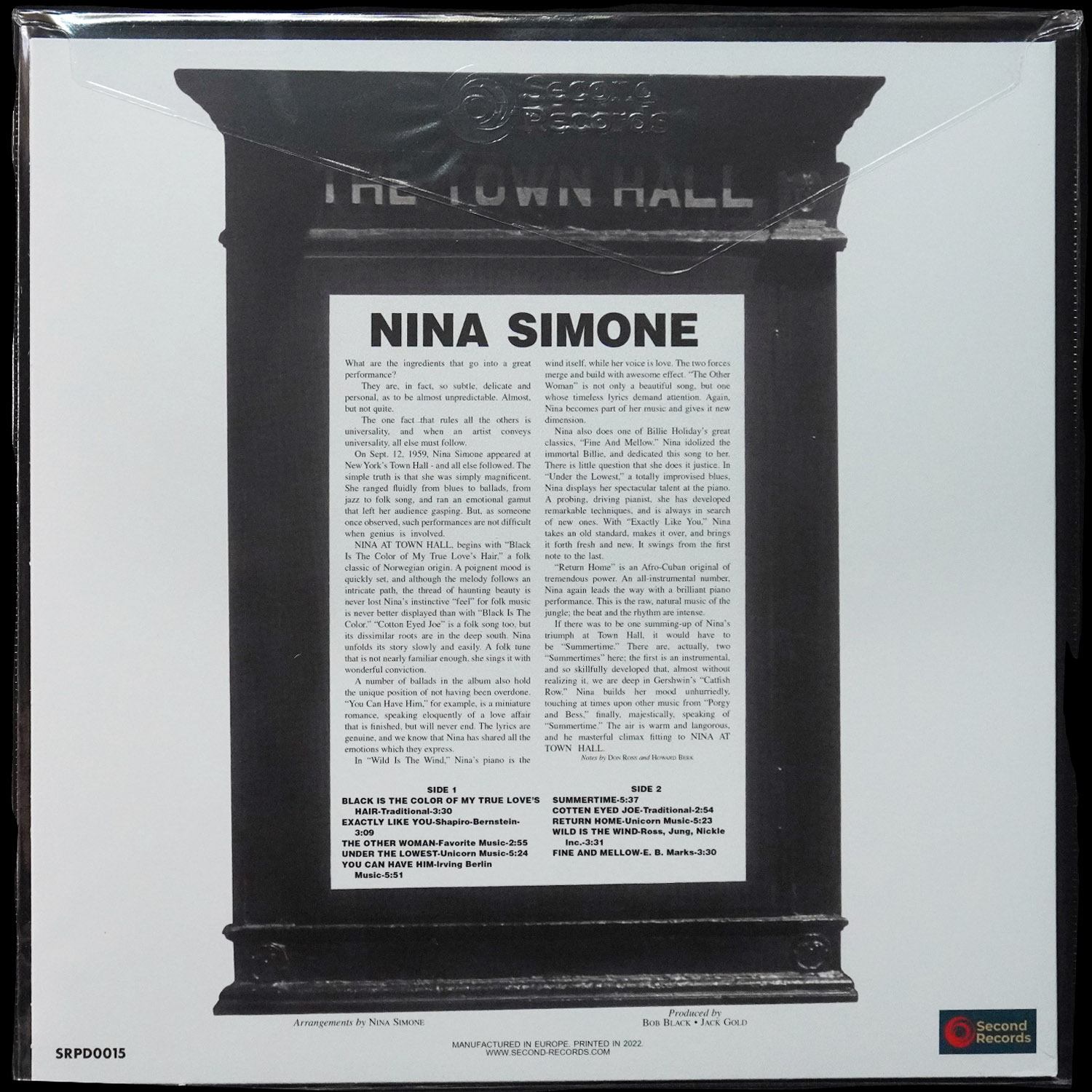 LP Nina Simone — Nina Simone At Town Hall фото 2