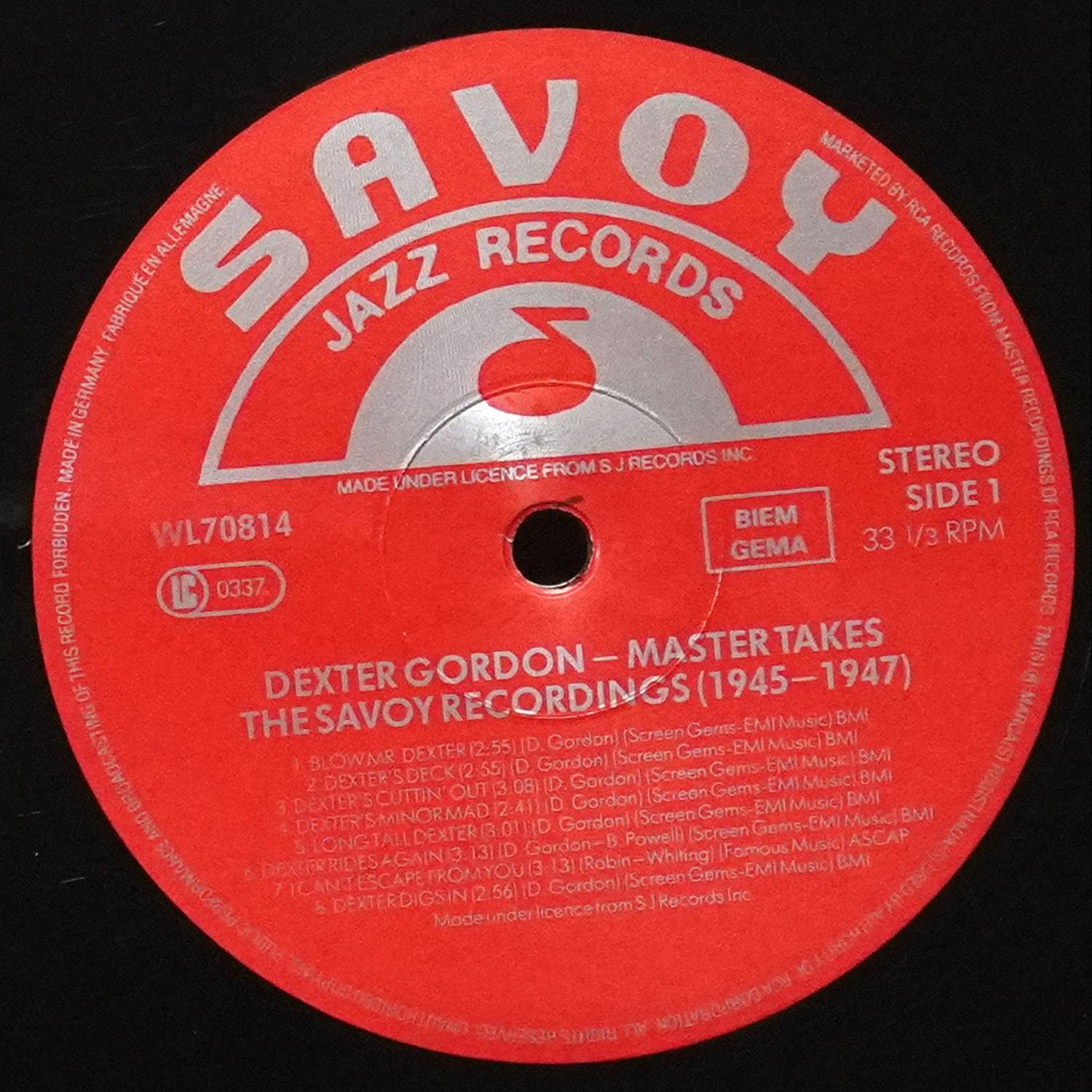 LP Dexter Gordon — Master Takes / The Savoy Recordings фото 2