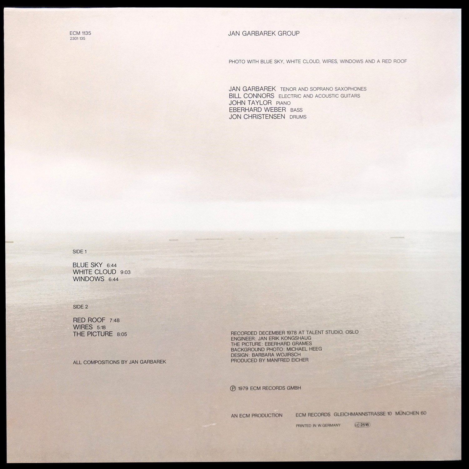LP Jan Garbarek Group — Photo With Blue Sky, White Cloud, Wires, Windows And A Red Roof фото 2