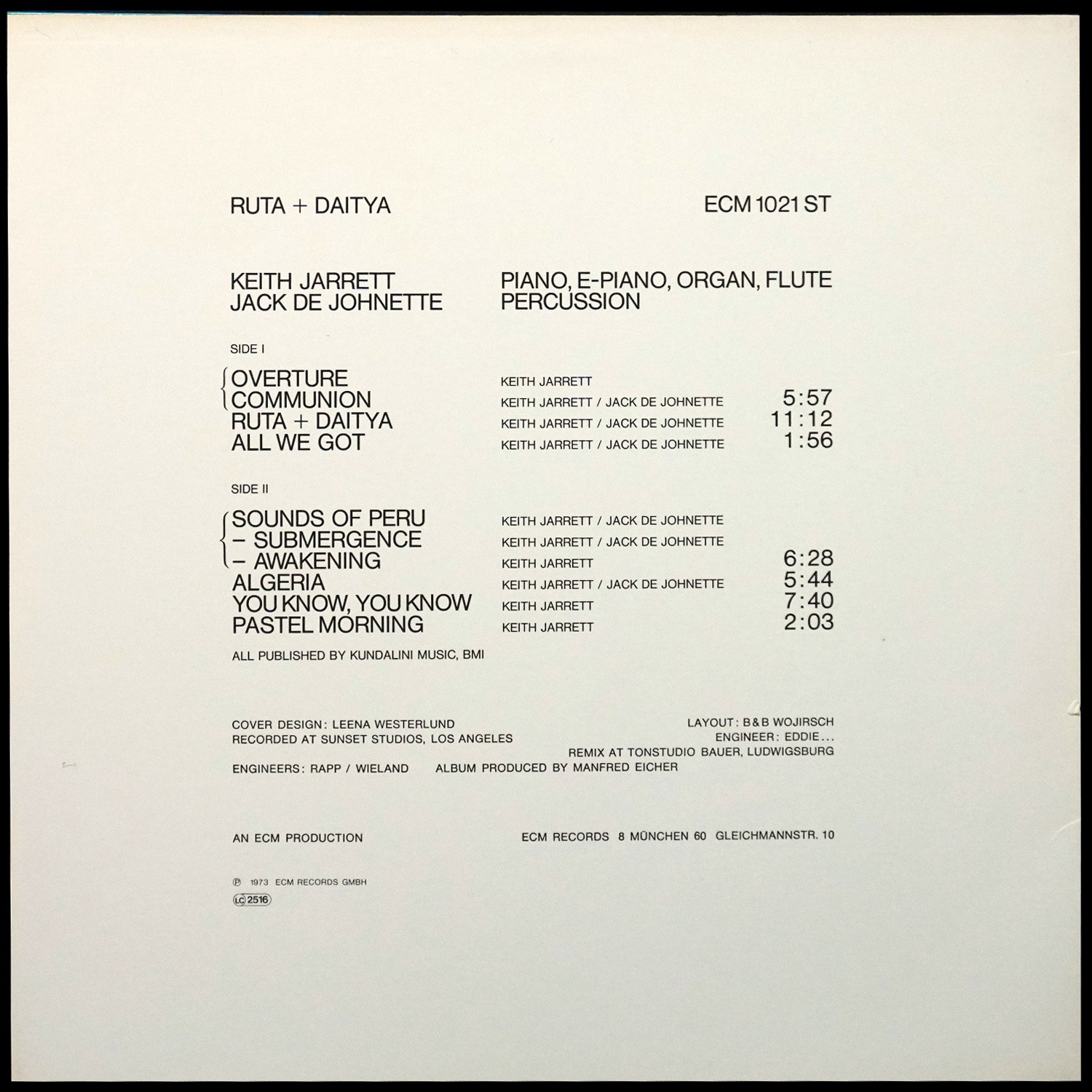 LP Keith Jarrett — Ruta And Daitya фото 2