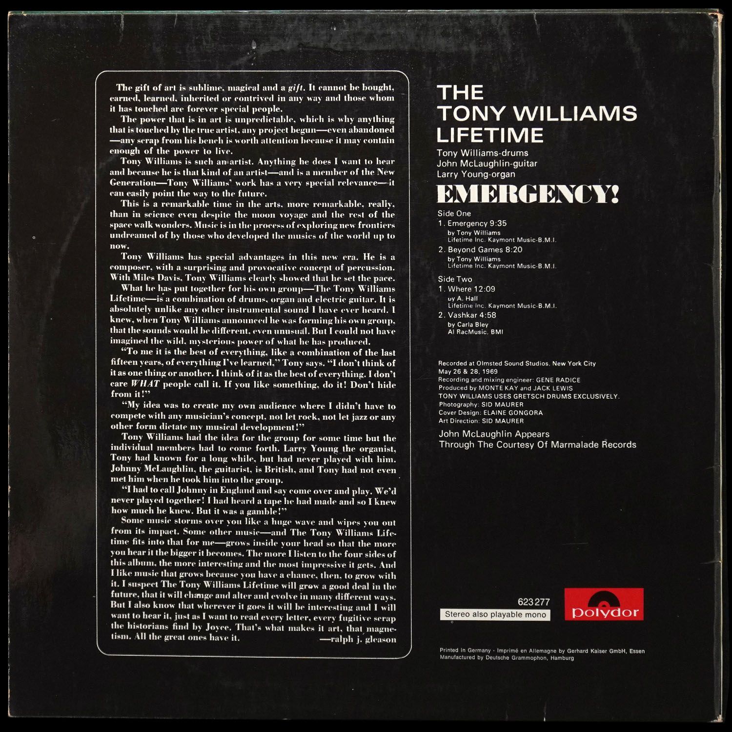 LP Tony Williams Lifetime — Emergency! Vol. 1 фото 2