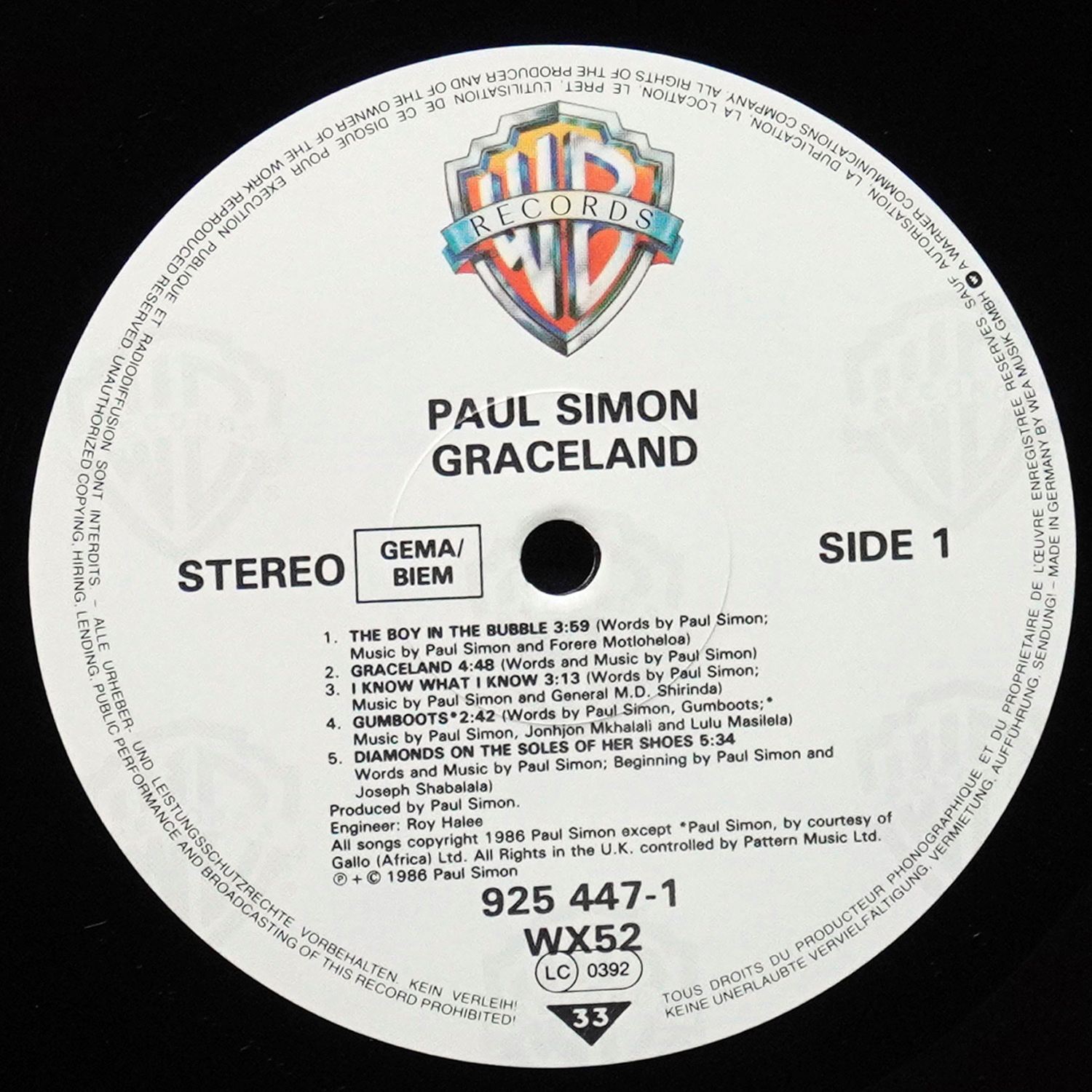 LP Paul Simon — Graceland фото 3