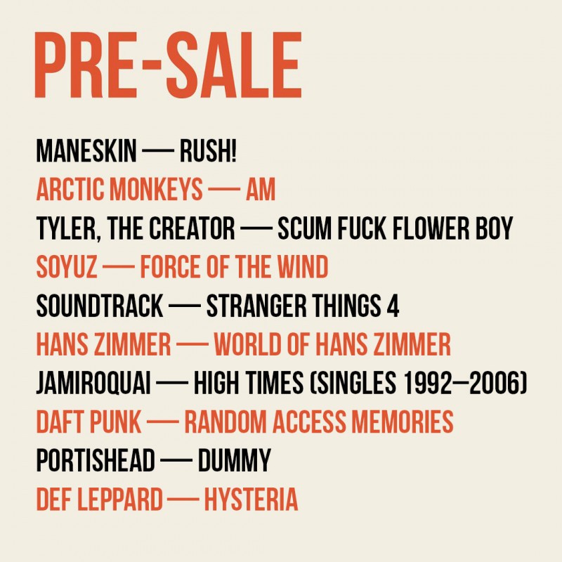 PRE-SALE: Maneskin, Arctic Monkeys, Daft Punk