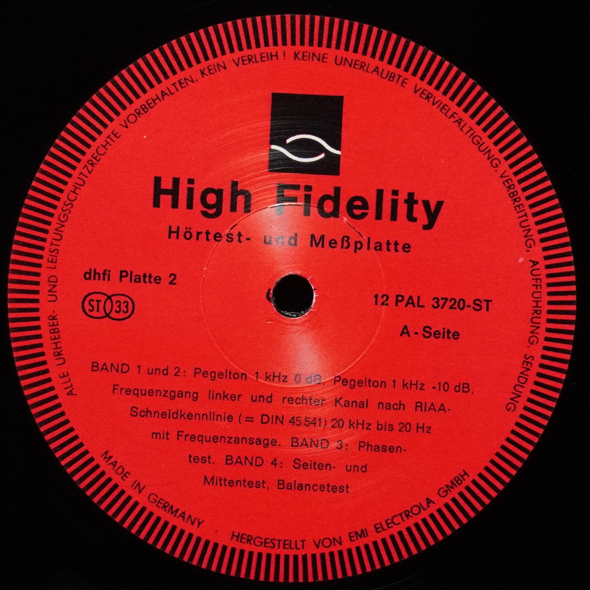 Тестовая пластинка Die Dhfi Schallplatte 2 · Hortest- Und Mesplatte фото 3