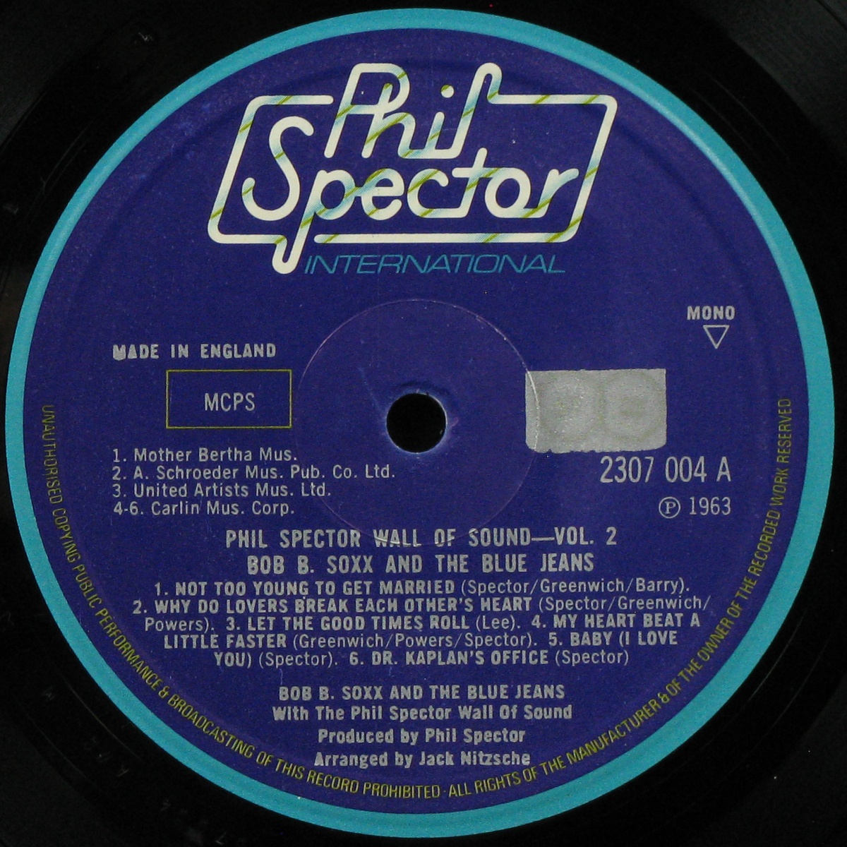 LP Bob B. Soxx And The Blue Jeans — Bob B. Soxx And The Blue Jeans (моно) фото 2