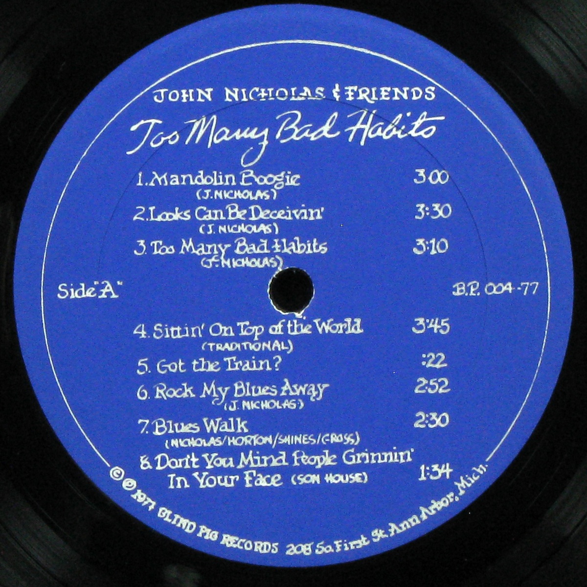 LP John Nicholas & Friends — Too Many Bad Habits фото 2