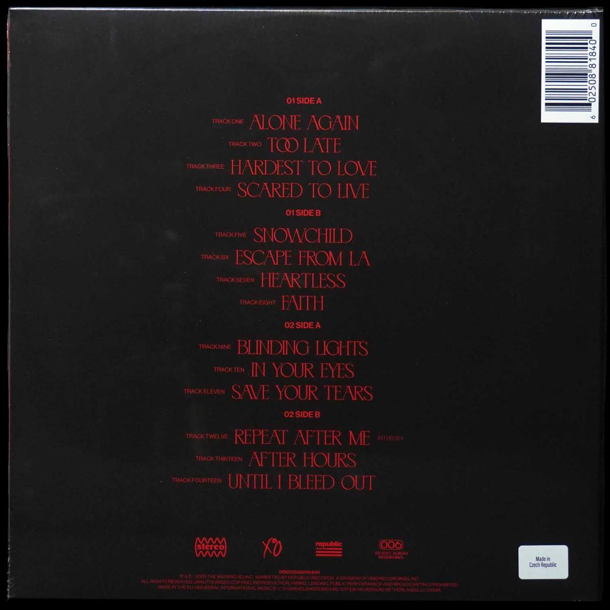 LP Weeknd — After Hours (2LP) фото 2