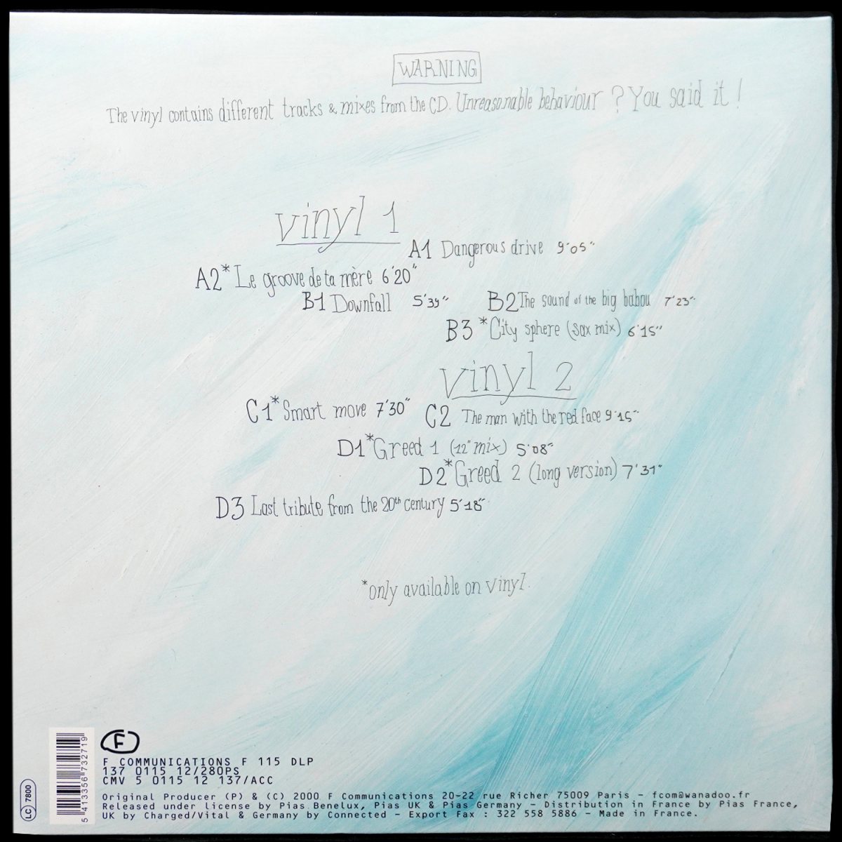 LP Laurent Garnier — Unreasonable Behaviour (2LP) фото 2