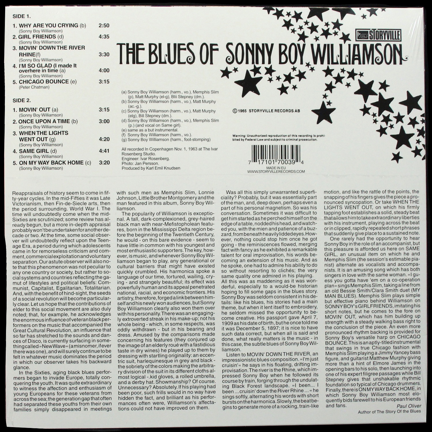 LP Sonny Boy Williamson — Blues Of Sonny Boy Williamson фото 2