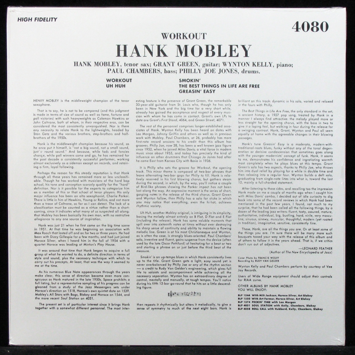 LP Hank Mobley — Workout (моно) фото 2