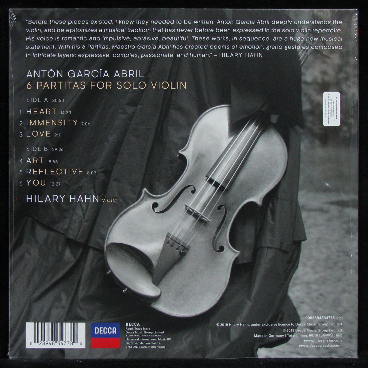 LP Hilary Hahn / Anton Garcia Abril — 6 Partitas фото 2