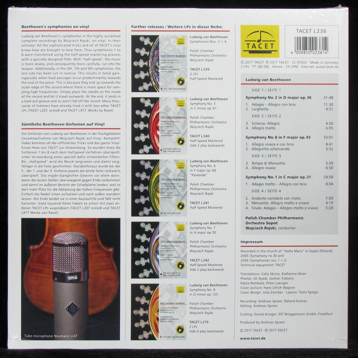 LP Polish Chamber Philharmonic Orchestra / Wojciech Rajski — Beethoven: Symphonies Nos. 1,2 + 8 (2LP) фото 2