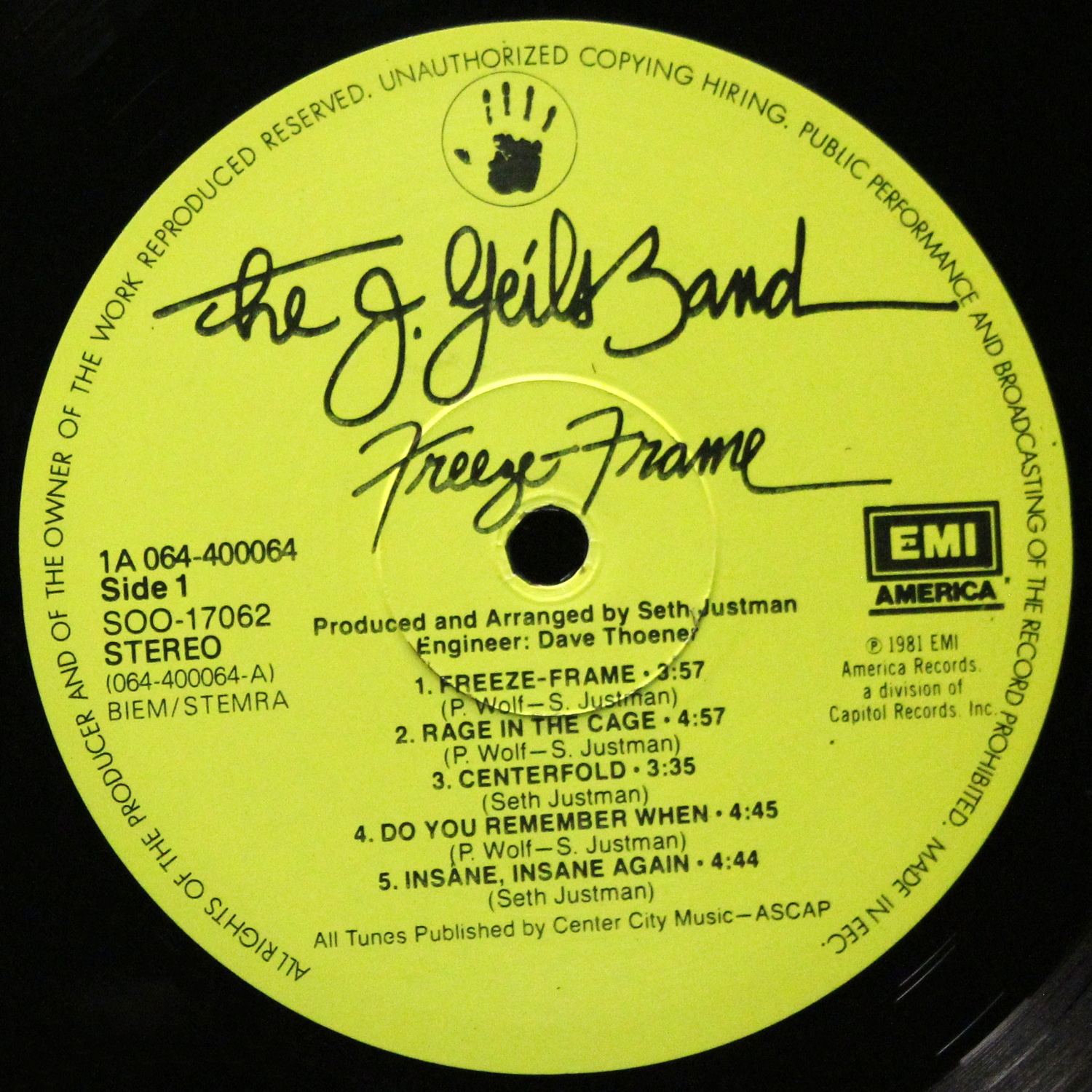 LP J. Geils Band — Freeze-Frame фото 2