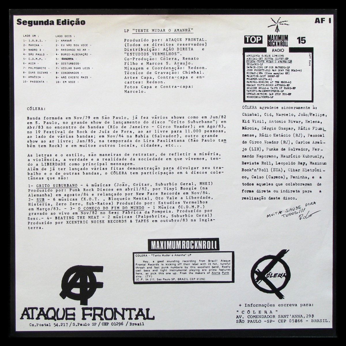 LP Colera — Tente Mudar O Amanha фото 5