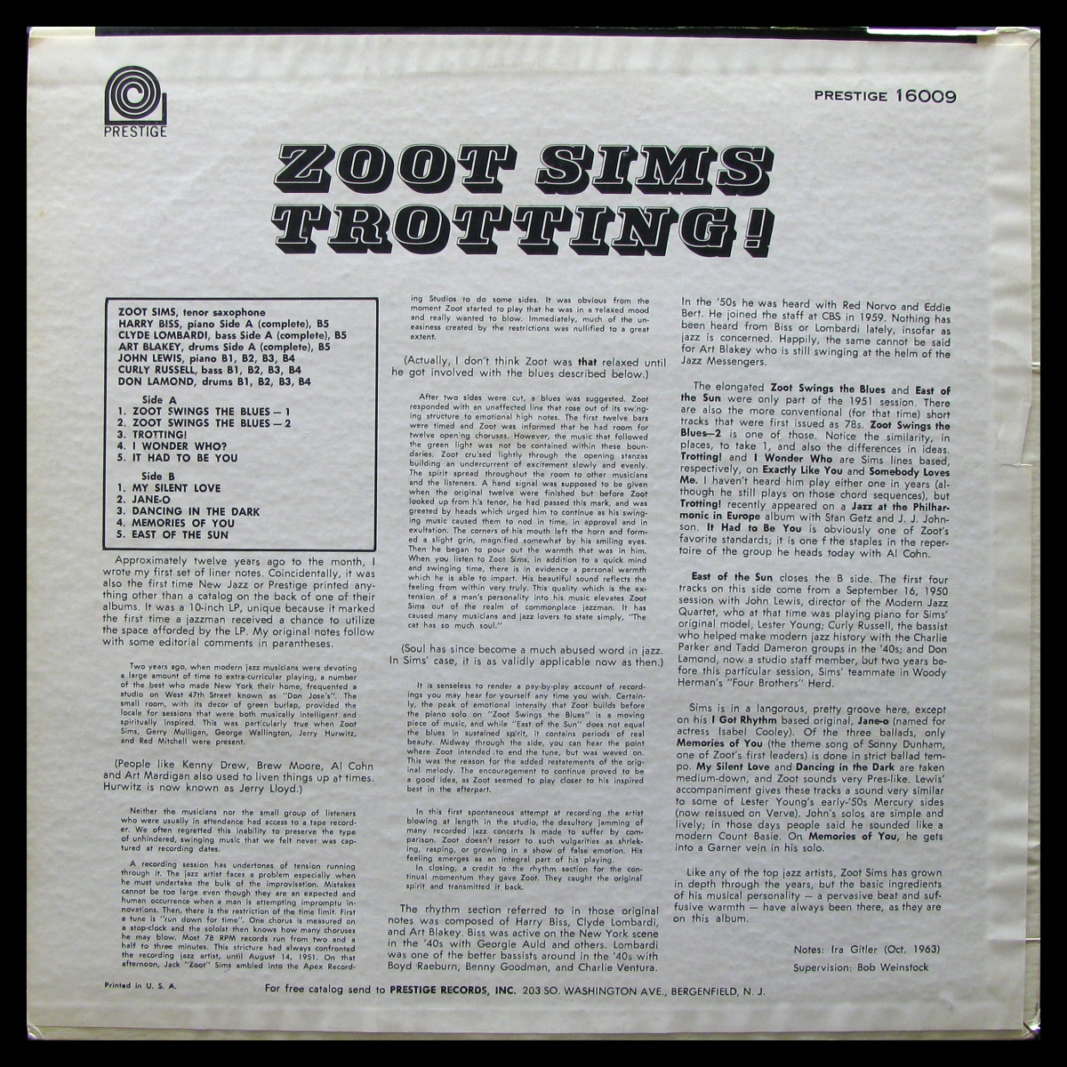 LP Zoot Sims — Trotting! фото 2