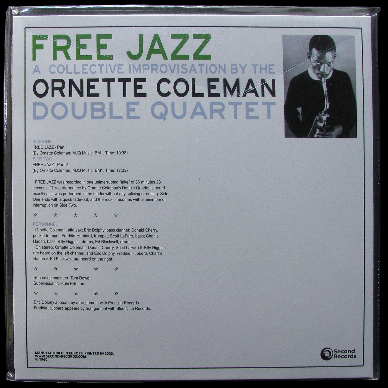 LP Ornette Coleman Double Quartet — Free Jazz (green vinyl) фото 2