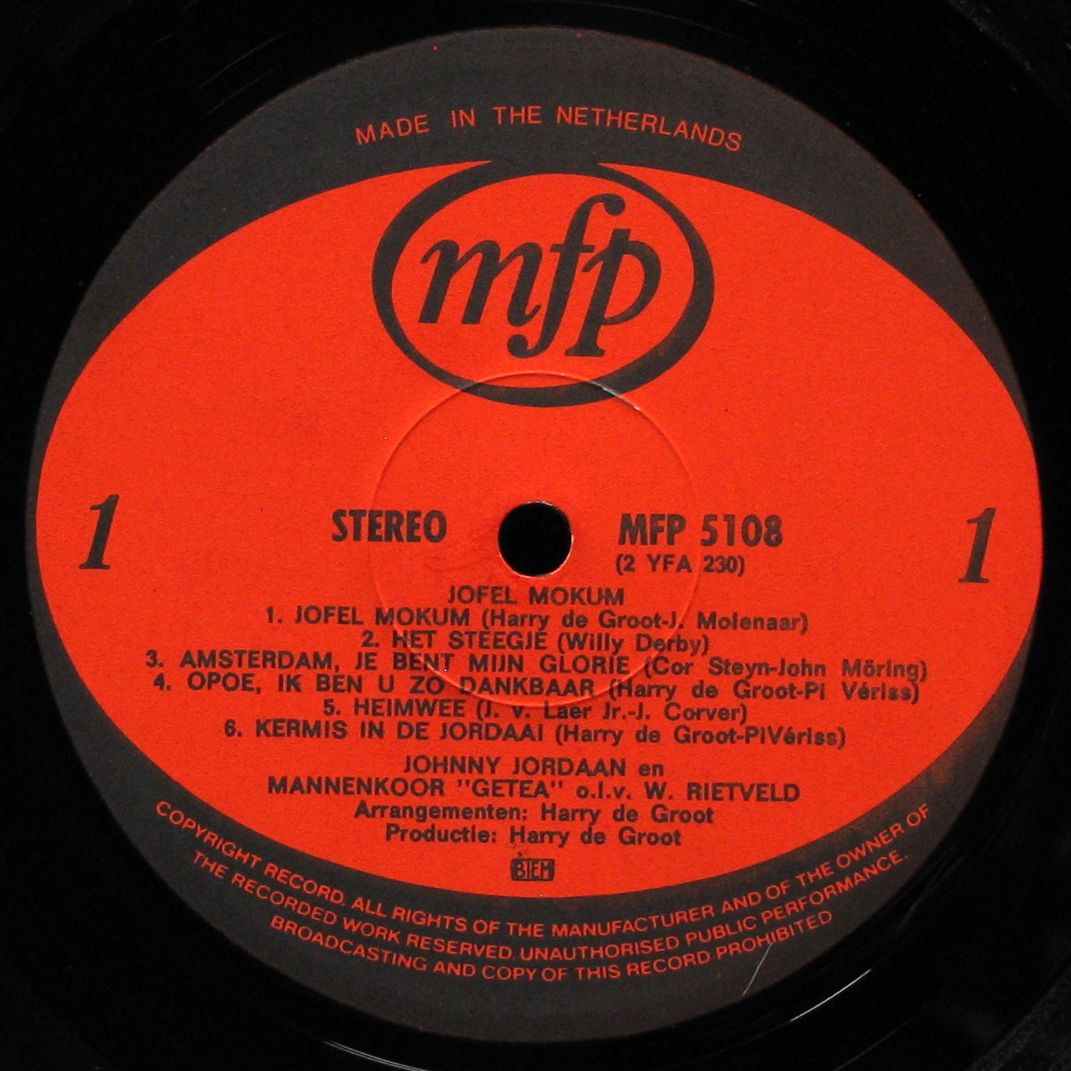 LP Johnny Jordaan — Johnny Jordaan (Jofel Mokum) фото 2