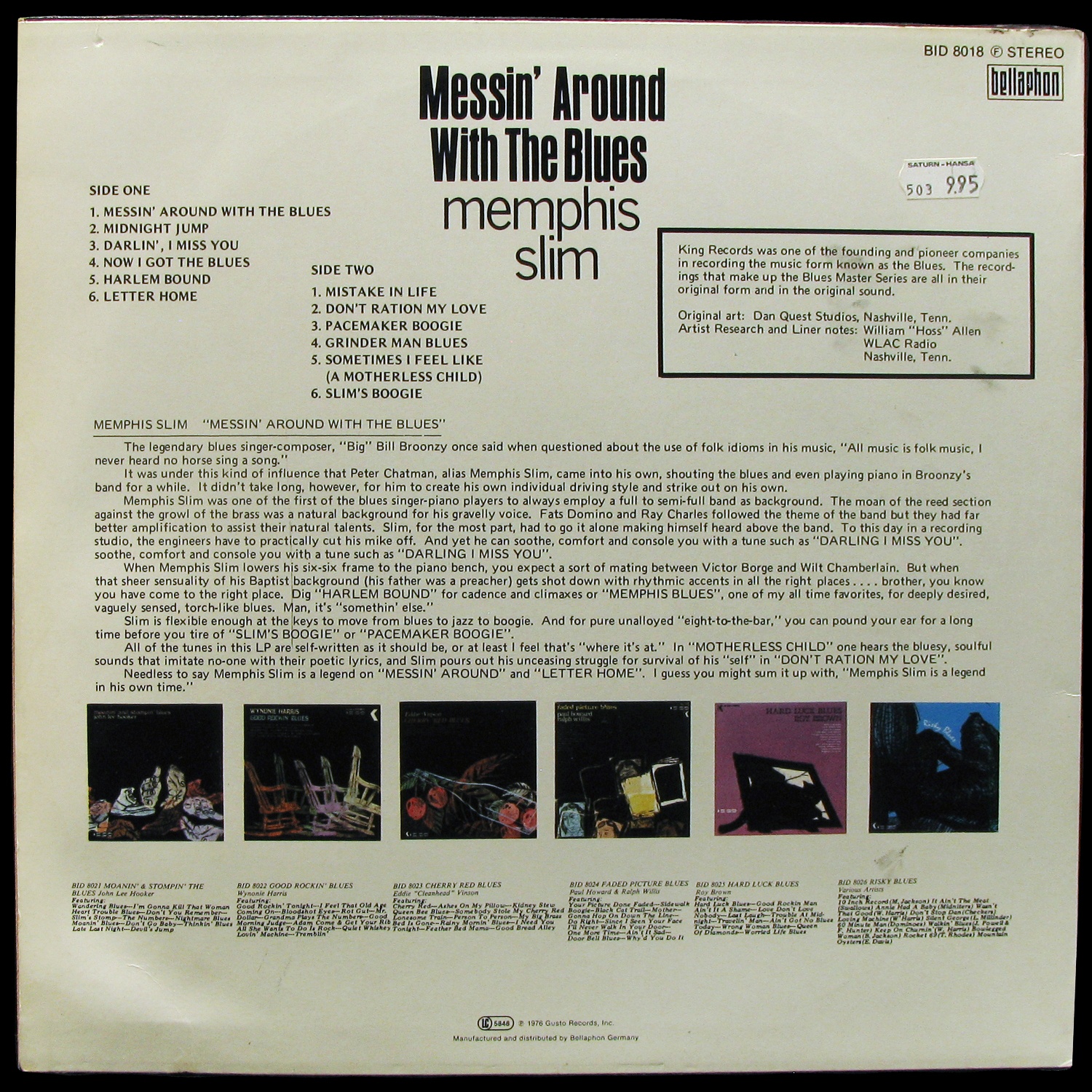 LP Memphis Slim — Messin' Around With the Blues фото 2