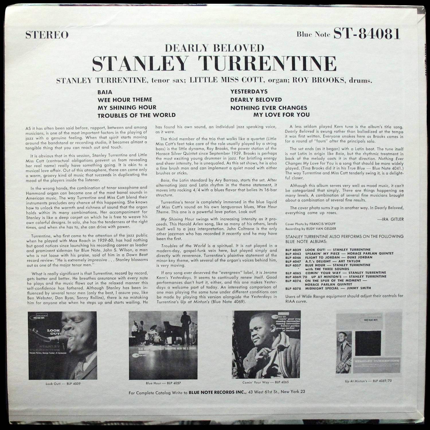 LP Stanley Turrentine — Dearly Beloved фото 2
