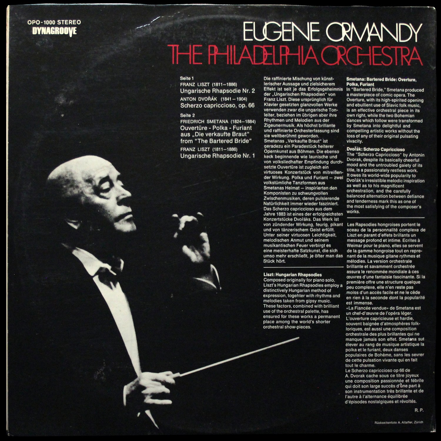 LP Eugene Ormandy — List/Dvorak/Smetana фото 2