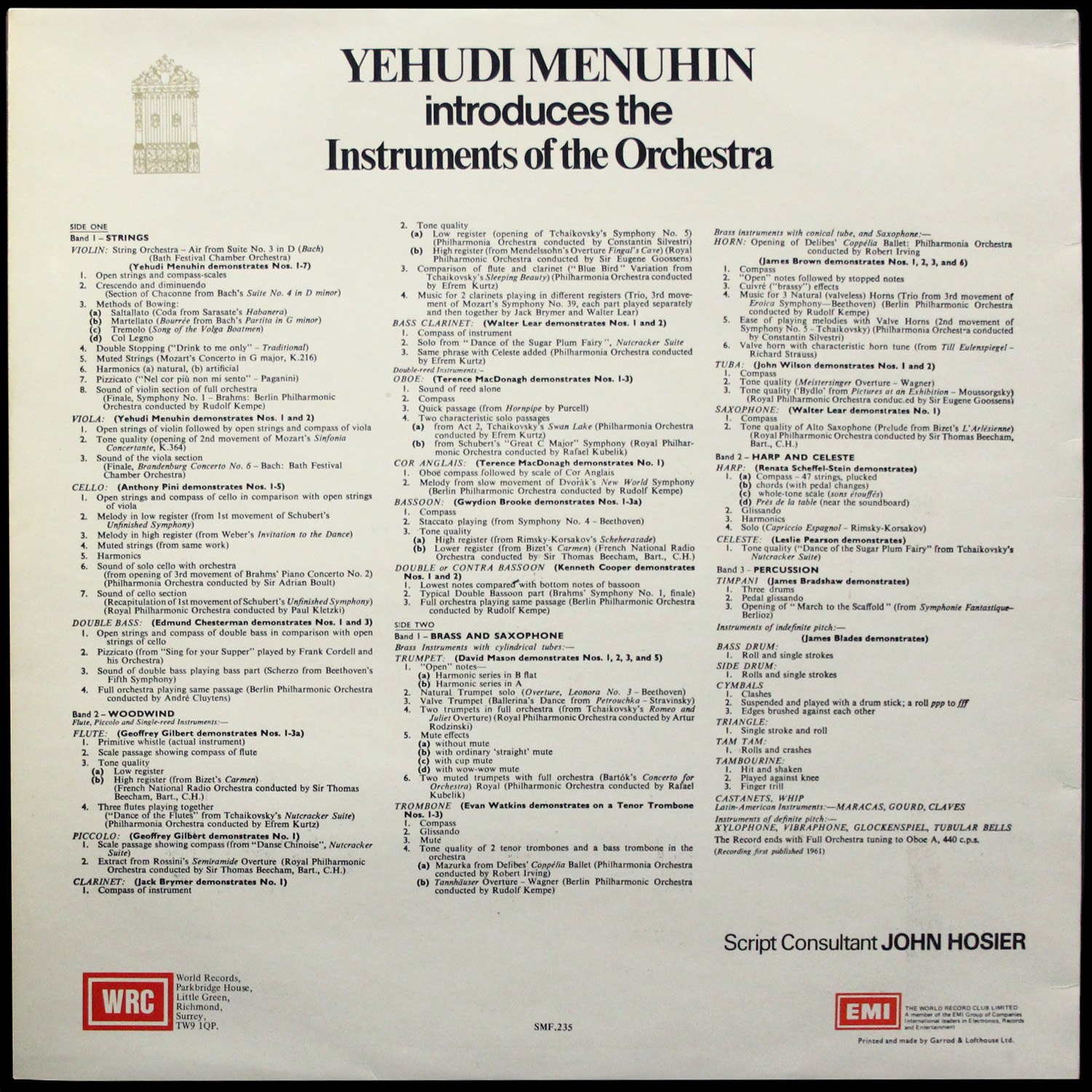 LP Yehudi Menuhin — Introduces The Instruments Of The Orchestra фото 2