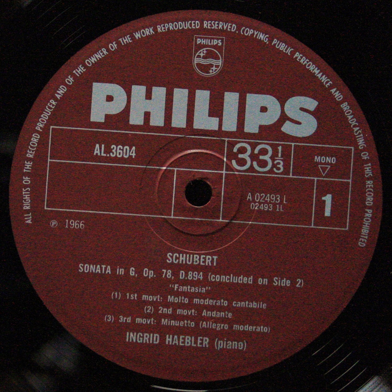 LP Ingrid Haebler — Franz Schubert: Sonate G-dur Op. 78 'Fantasia'/Sonate A-dur Op. 120 (моно) фото 3