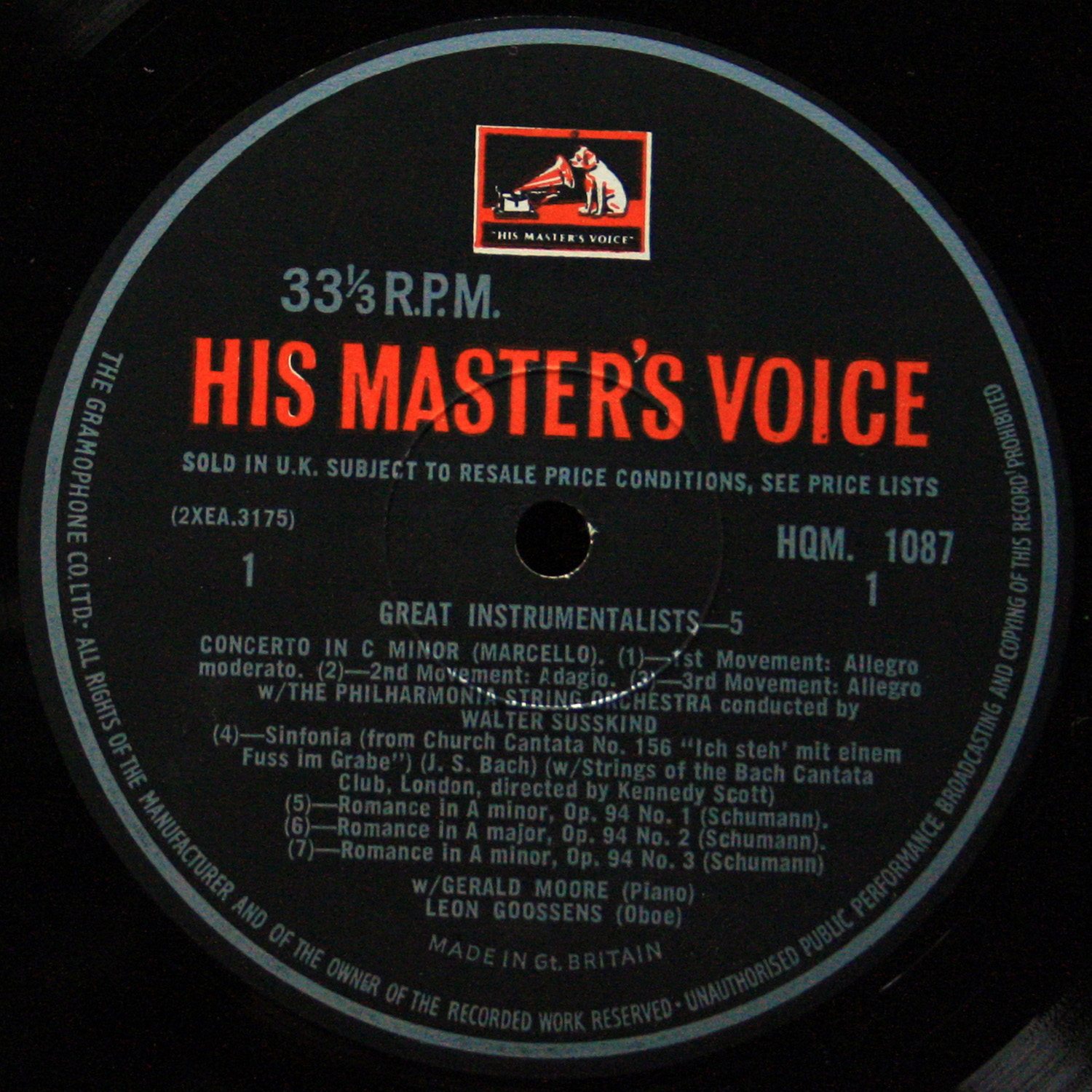 LP Leon Goossens — Bach: Oboe Concertos фото 3