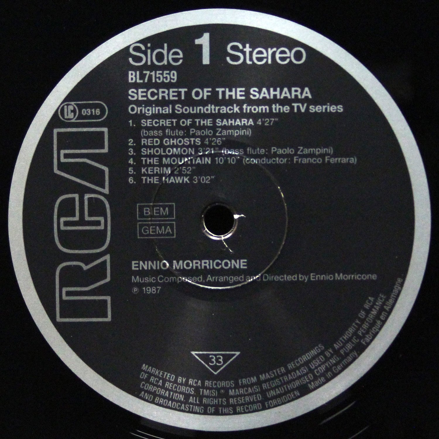 LP Ennio Morricone — Secret Of The Sahara фото 3