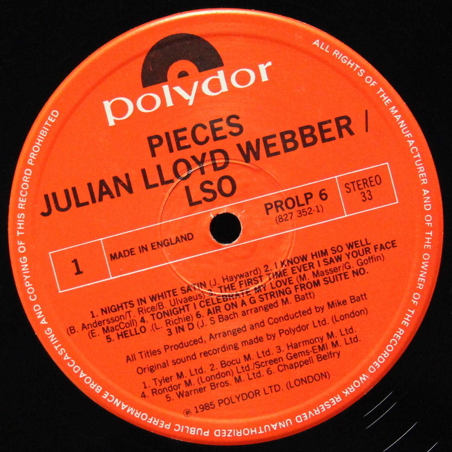 LP Julian Lloyd Webber — Pieces фото 2