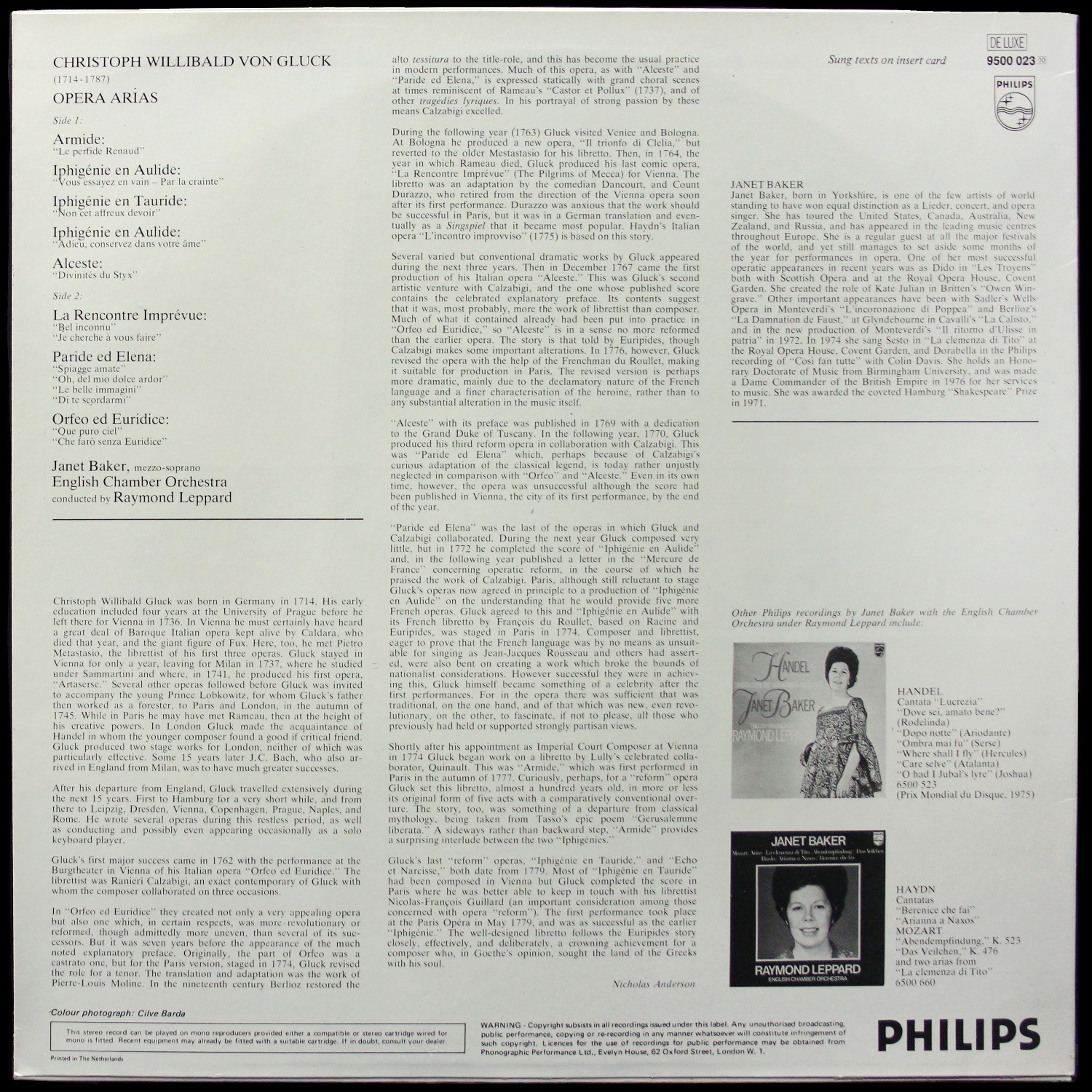 LP Janet Baker — Gluck Arias фото 2