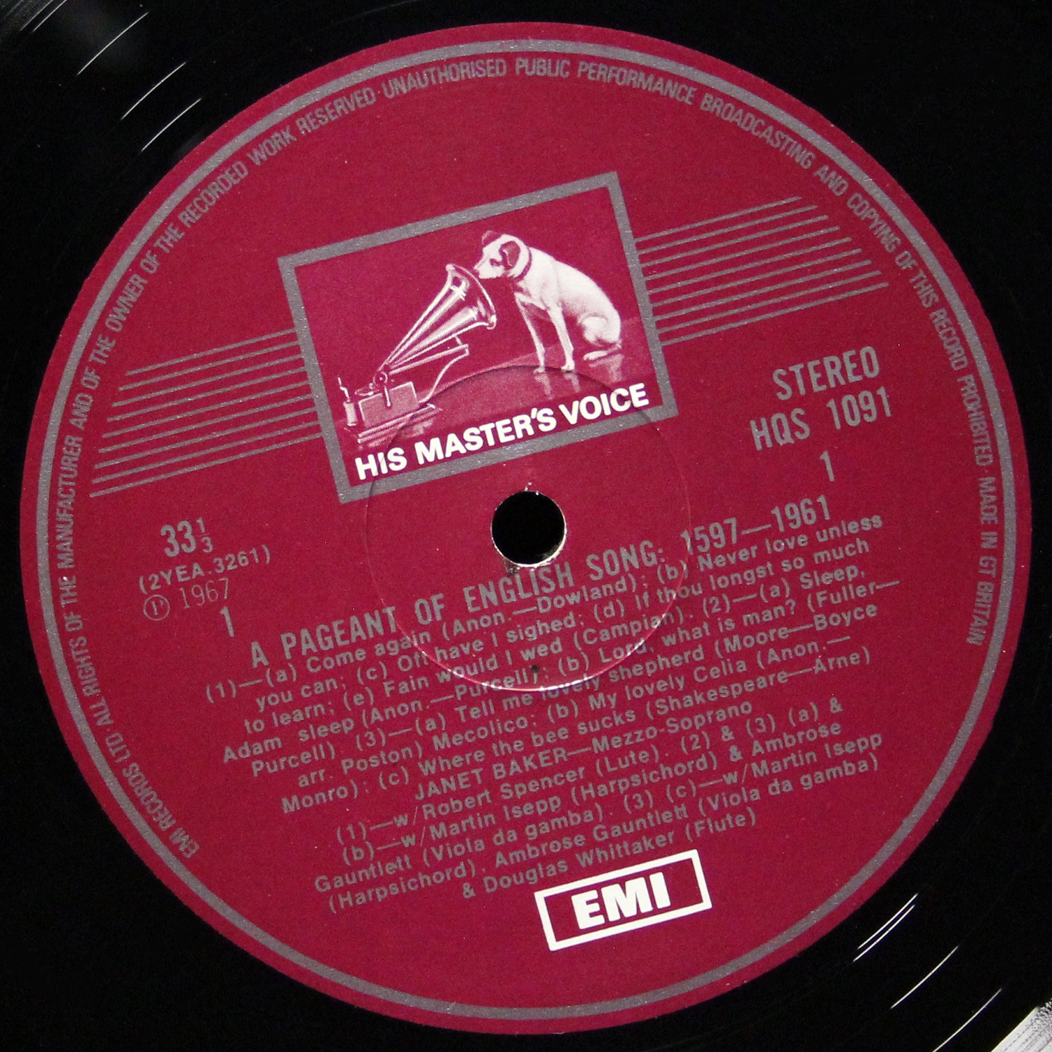 LP Janet Baker — A Pageant Of English Song: 1597-1961 фото 3