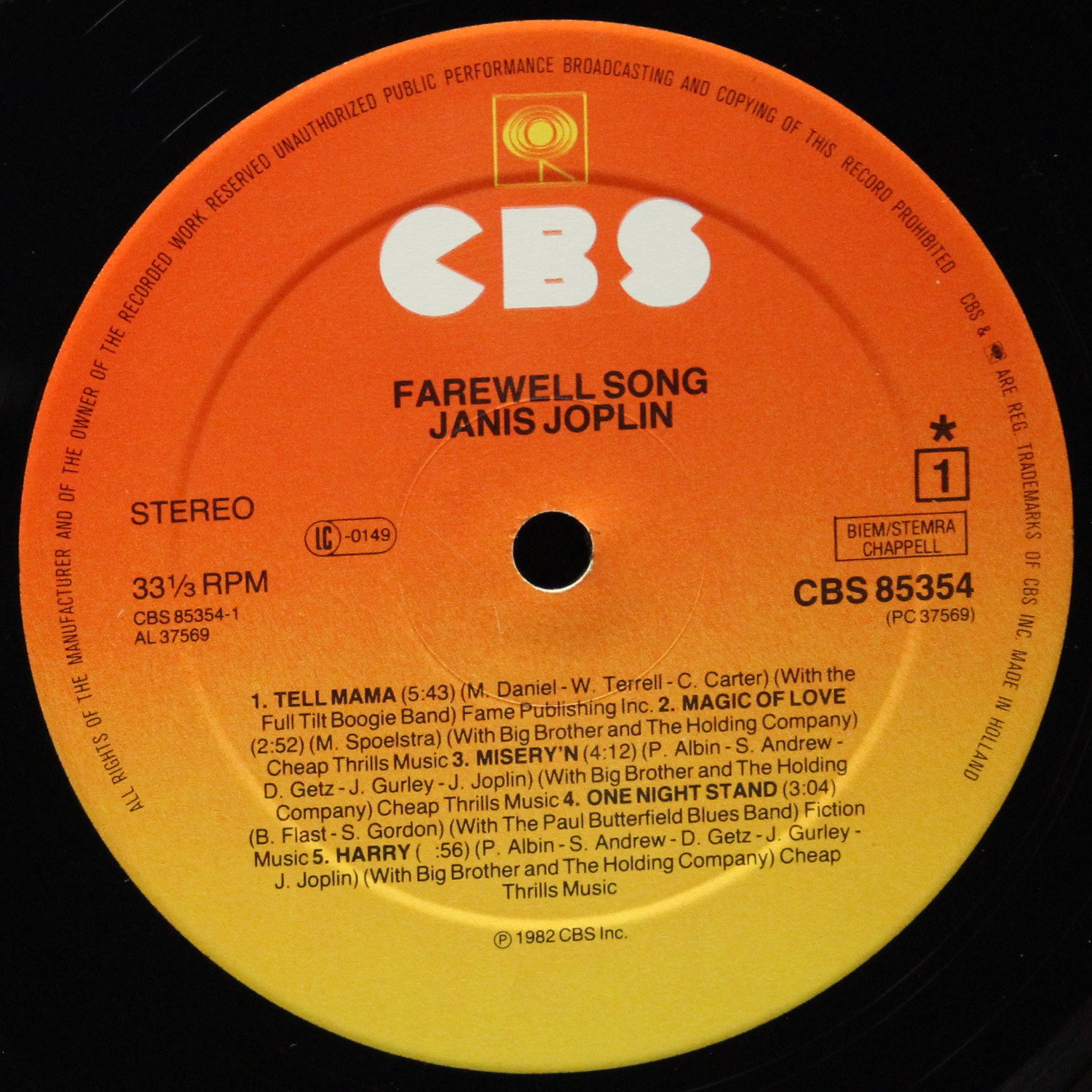 LP Janis Joplin — Farewell Song фото 3