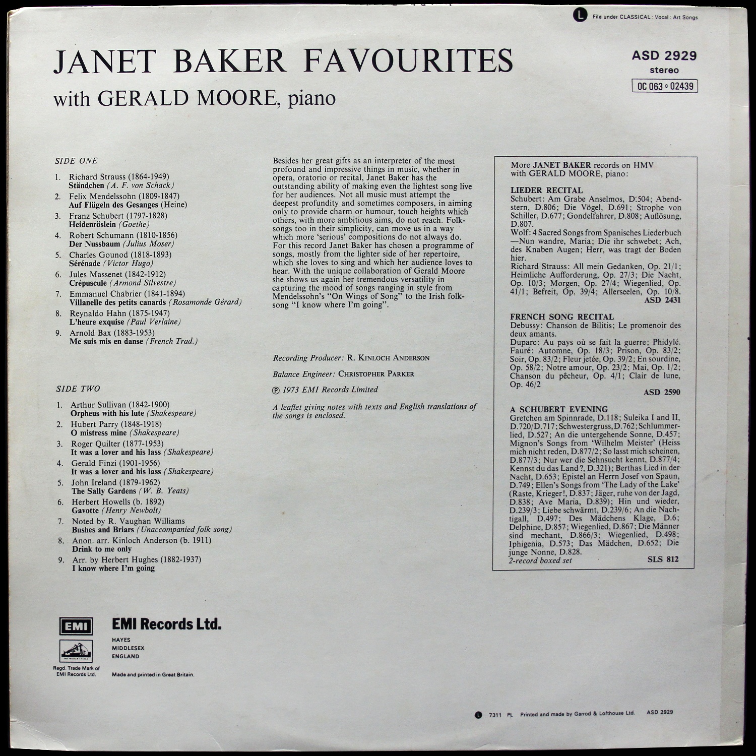 LP Janet Baker — Janet Baker Favourites фото 2