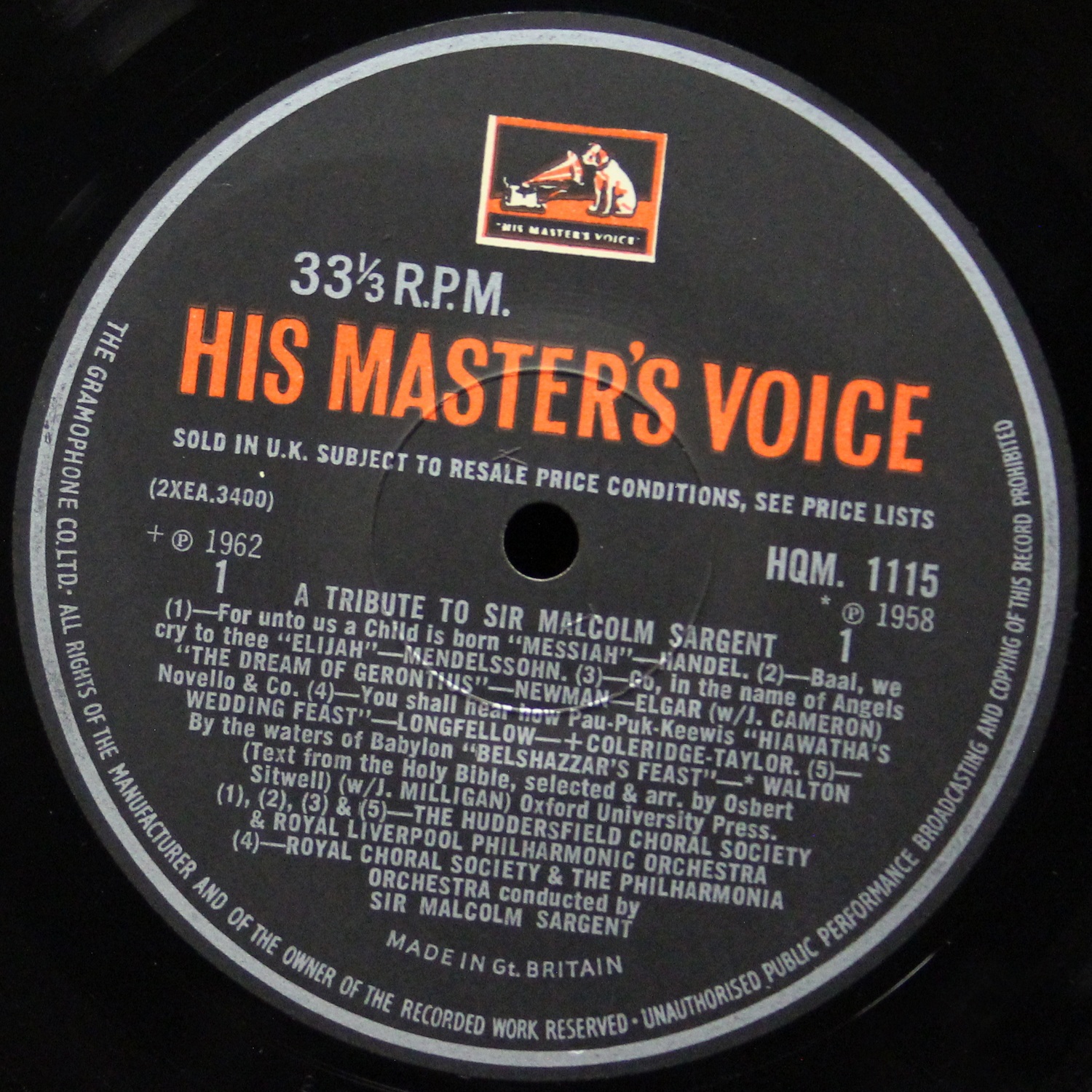 LP Sir Malcolm Sargent — A Tribute To Sir Malcolm Sargent (1895-1967) фото 2