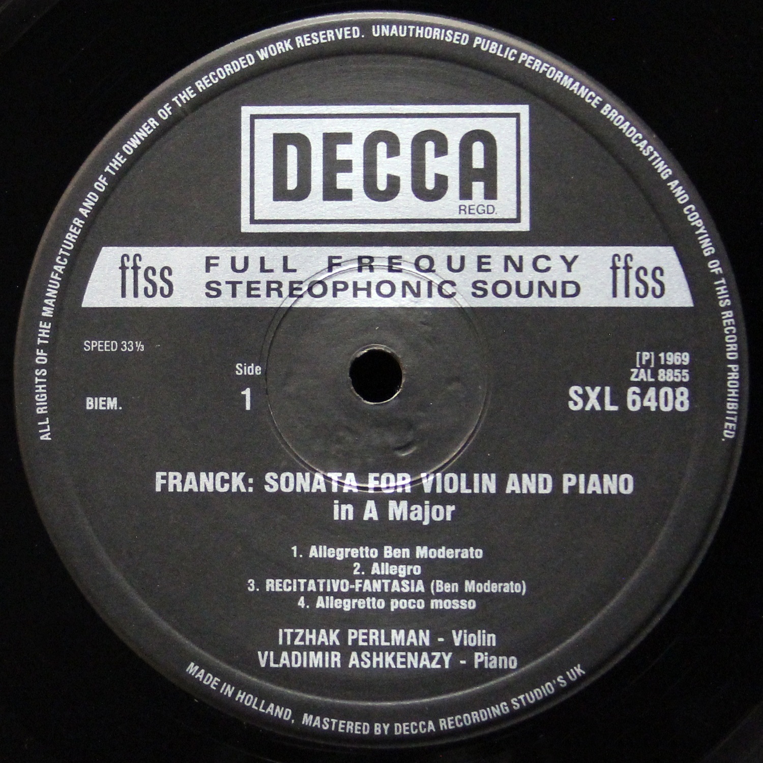 LP Vladimir Ashkenazy — Sonata For Violin & Piano In A Major / Trio For Violin, Horn & Piano In E Flat Major, Op. 40 фото 2