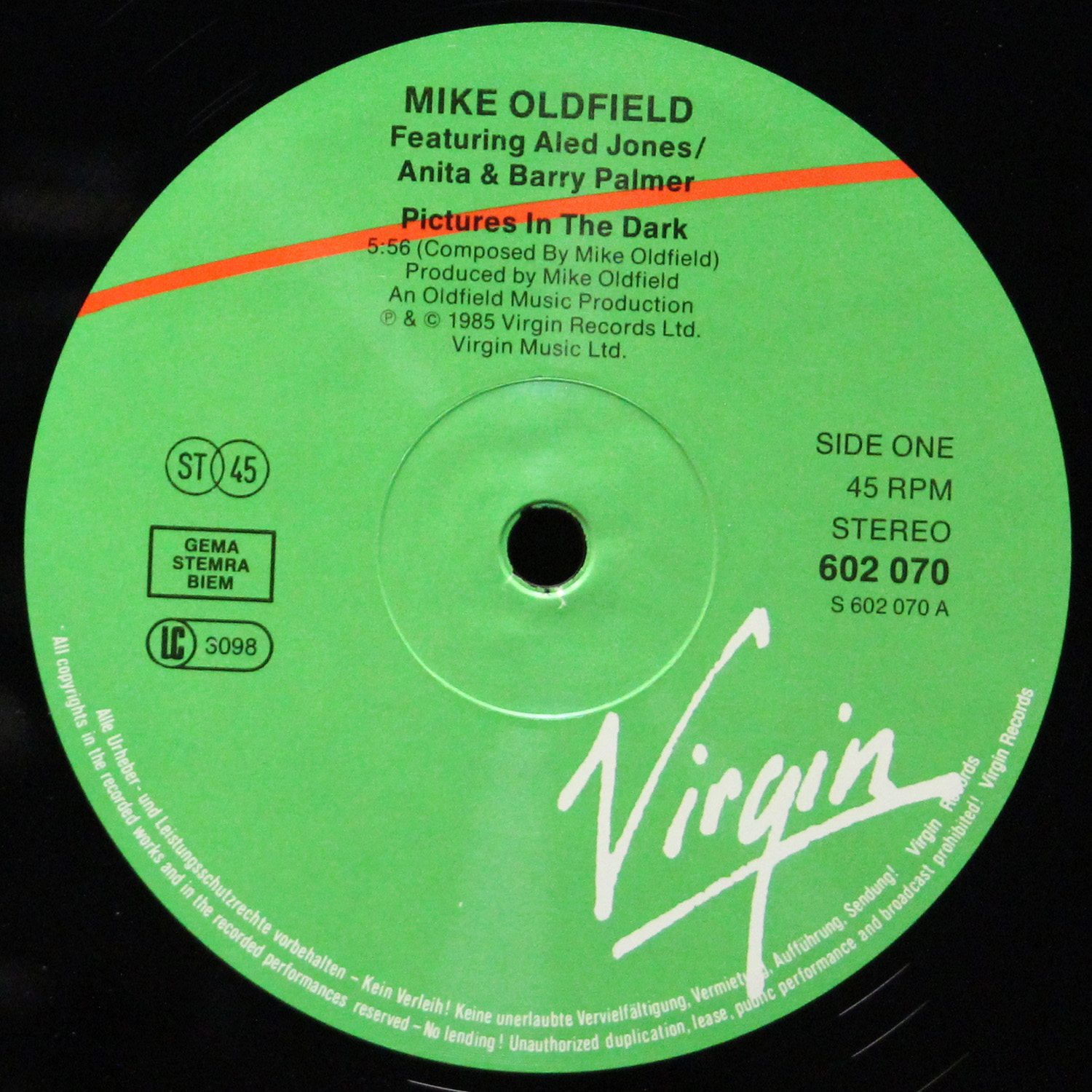 LP Mike Oldfield — Pictures In The Dark (макси сингл) фото 2