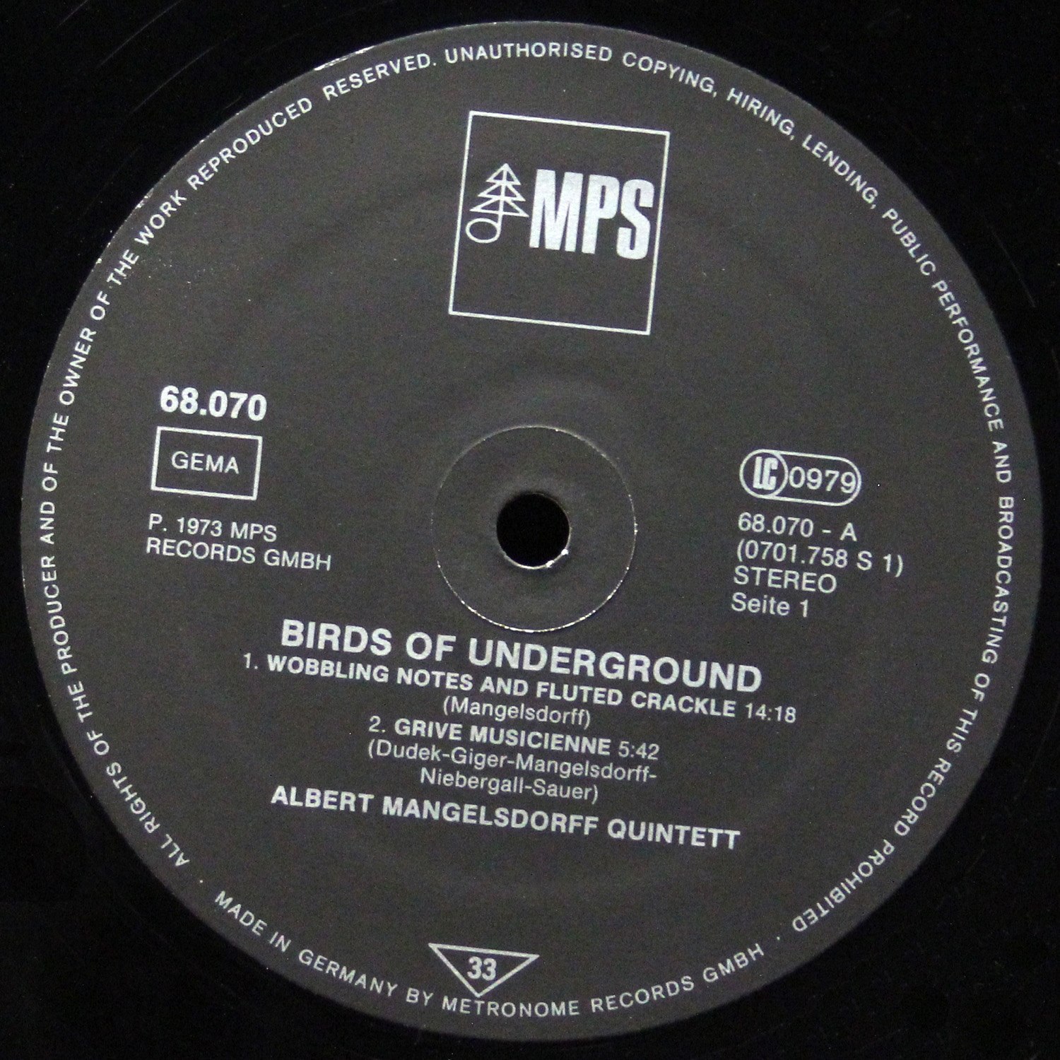 LP Albert Mangelsdorff — Birds Of Underground фото 2