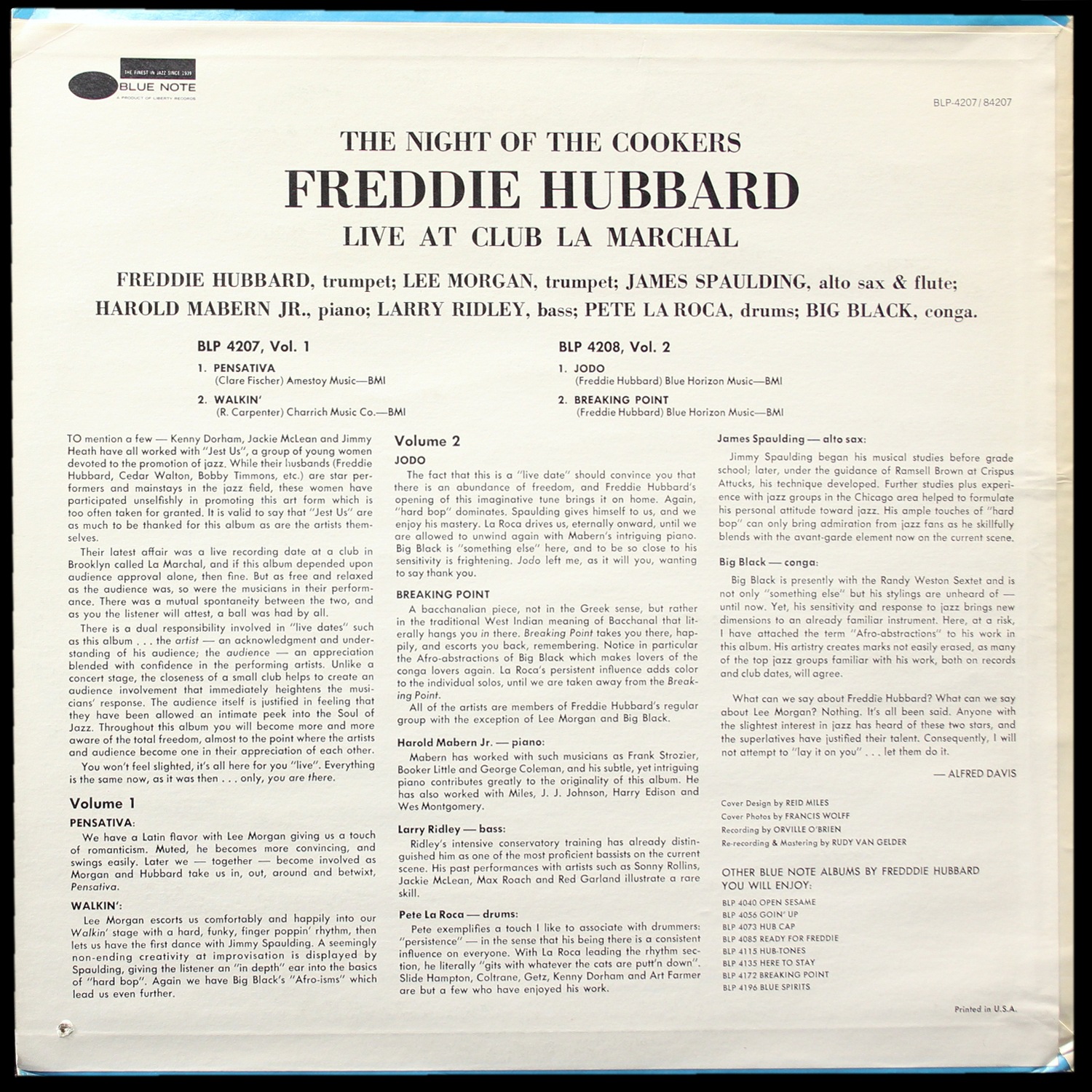 LP Freddie Hubbard — Night Of The Cookers - Live At Club La Marchal - Volume 1 фото 2