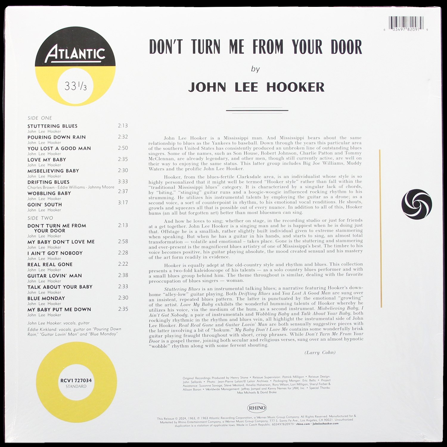 LP John Lee Hooker — Don't Turn Me From Your Door (цветной винил,  моно) фото 2