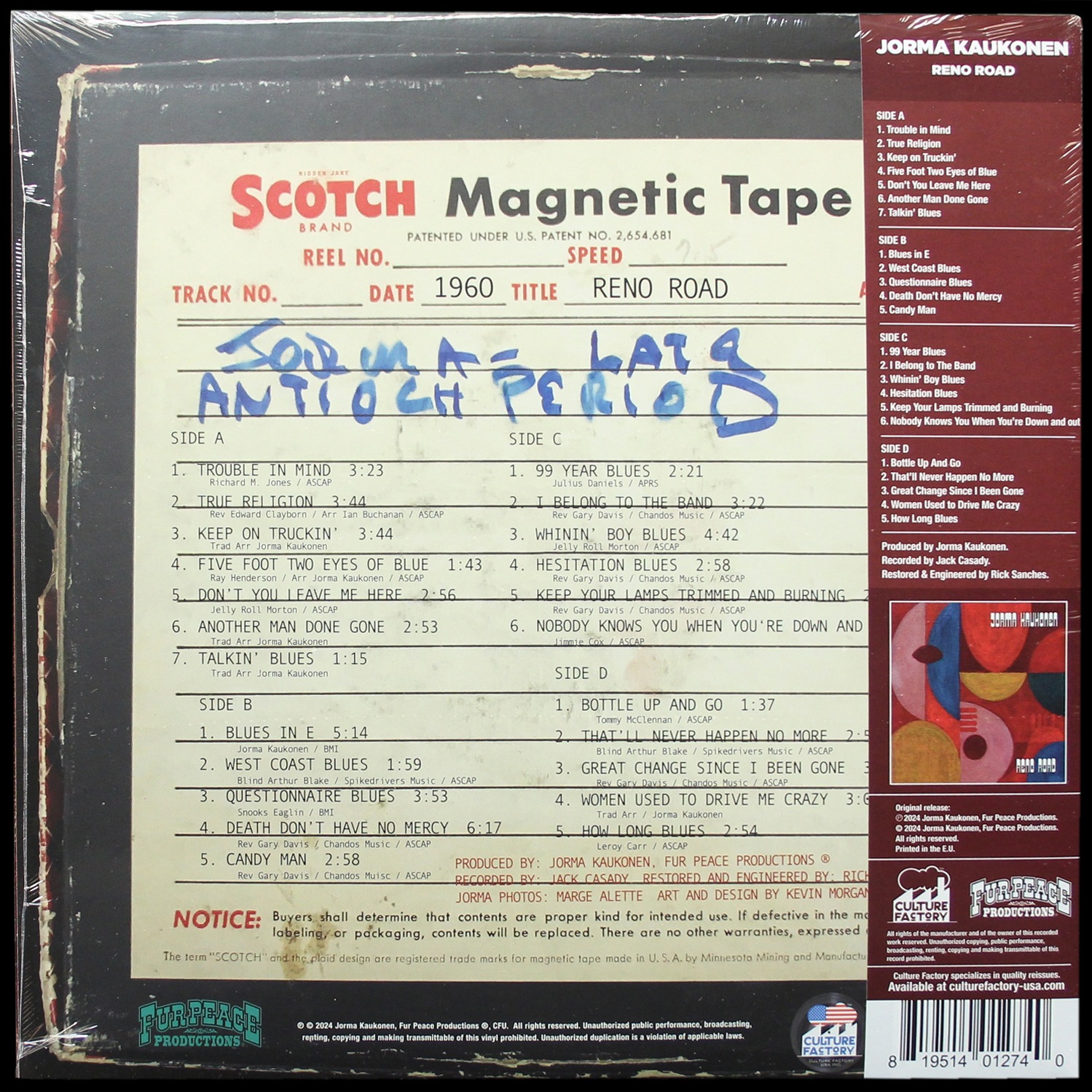 LP Jorma Kaukonen — Reno Road (2LP,  цветной винил) фото 2