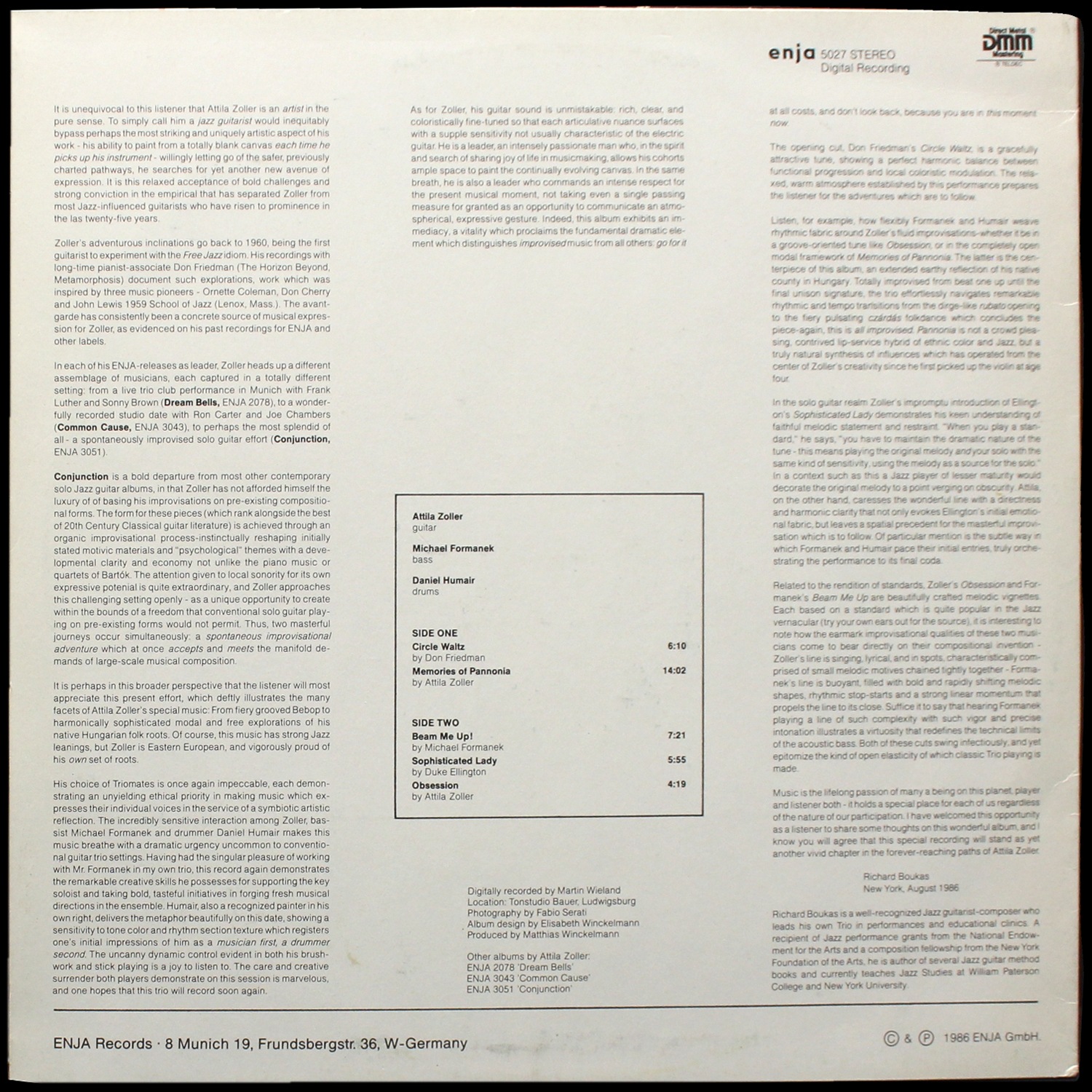 LP Attila Zoller — Memories Of Pannonia фото 2