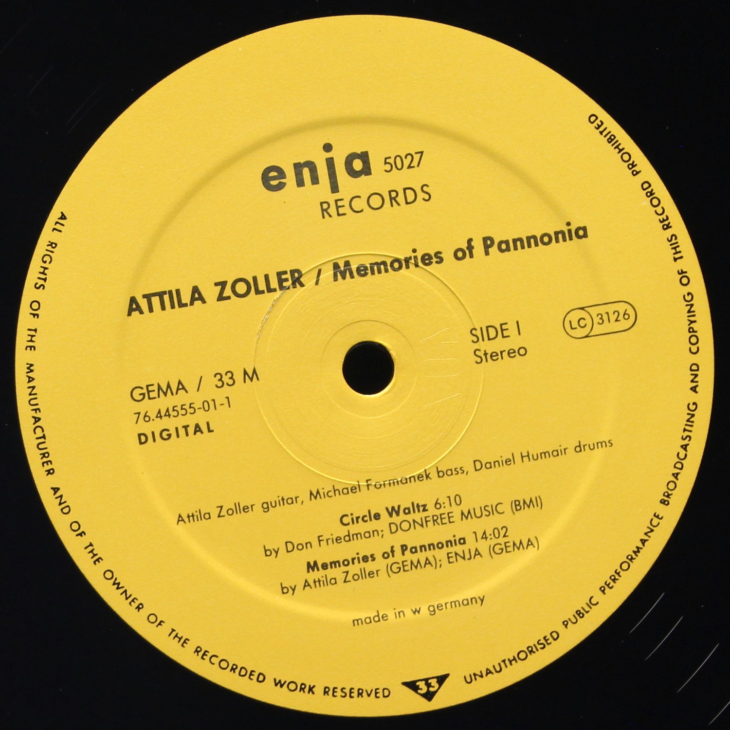 LP Attila Zoller — Memories Of Pannonia фото 3