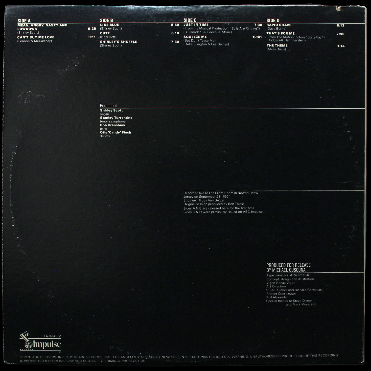 LP Shirley Scott — Great Live Sessions (2LP) фото 2