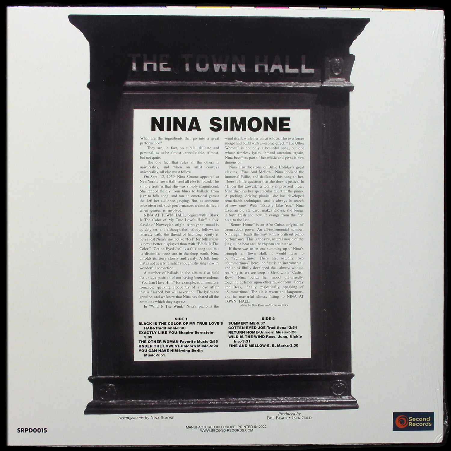 LP Nina Simone — Nina Simone At Town Hall фото 2