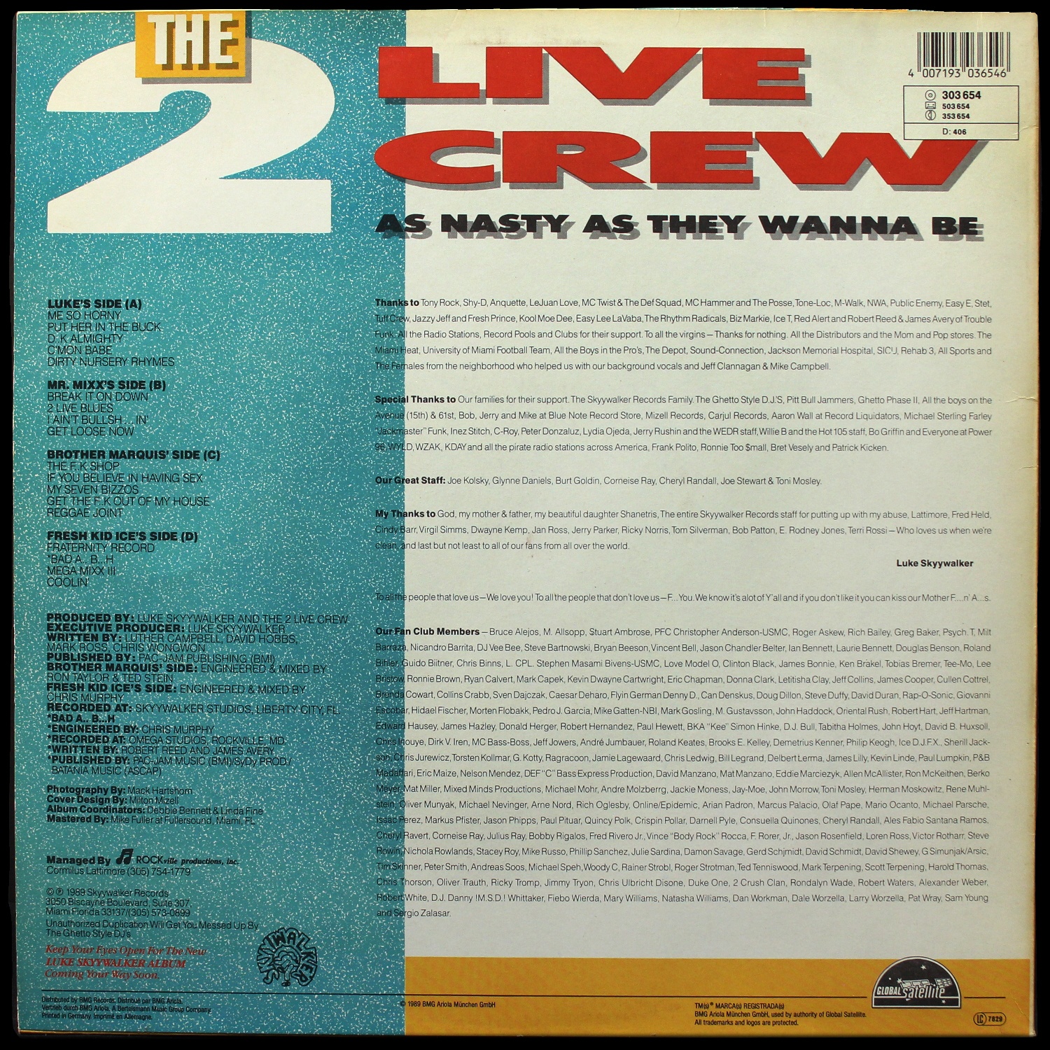 LP 2 Live Crew — As Nasty As They Wanna Be (2LP) фото 2