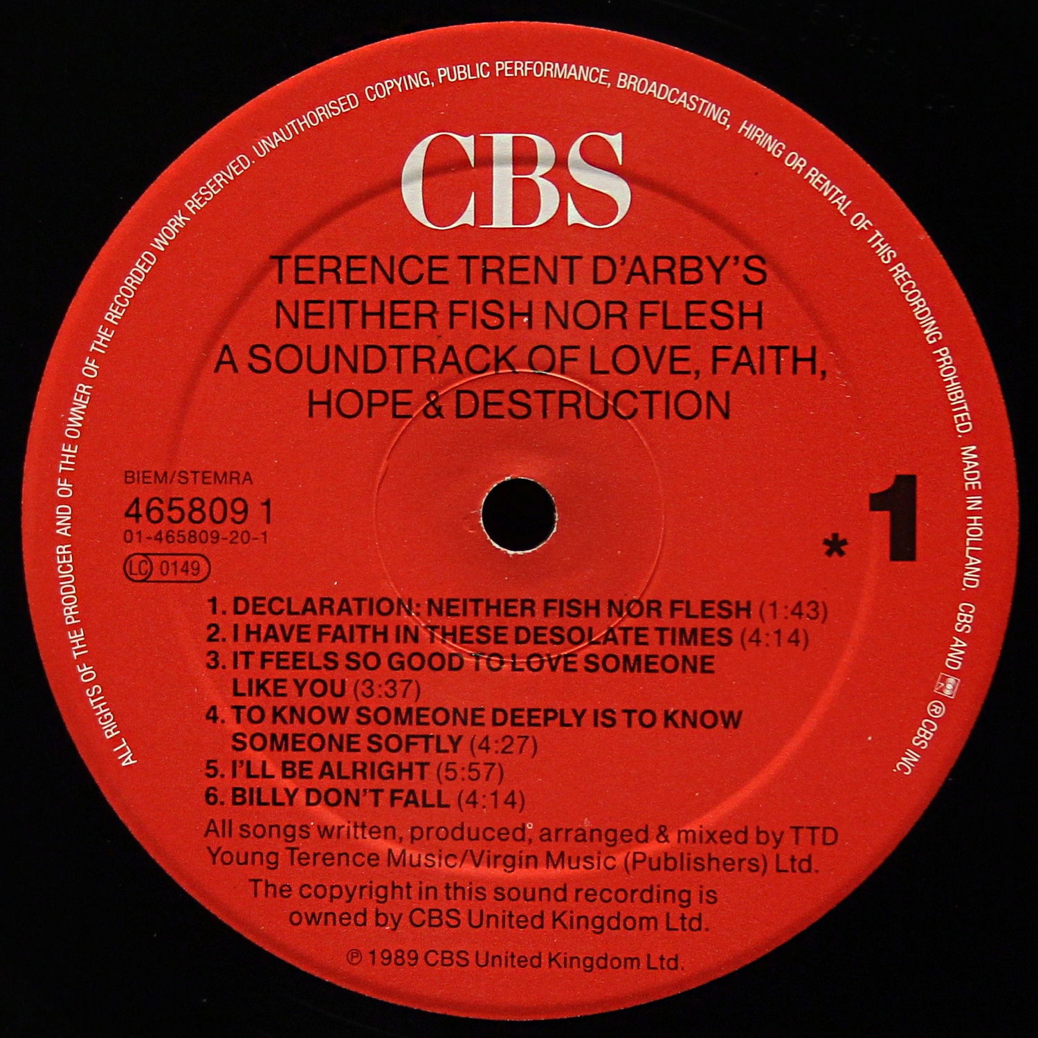 LP Terence Trent D' Arby — Terence Trent D' Arby's Neither Fish Nor Flesh фото 3