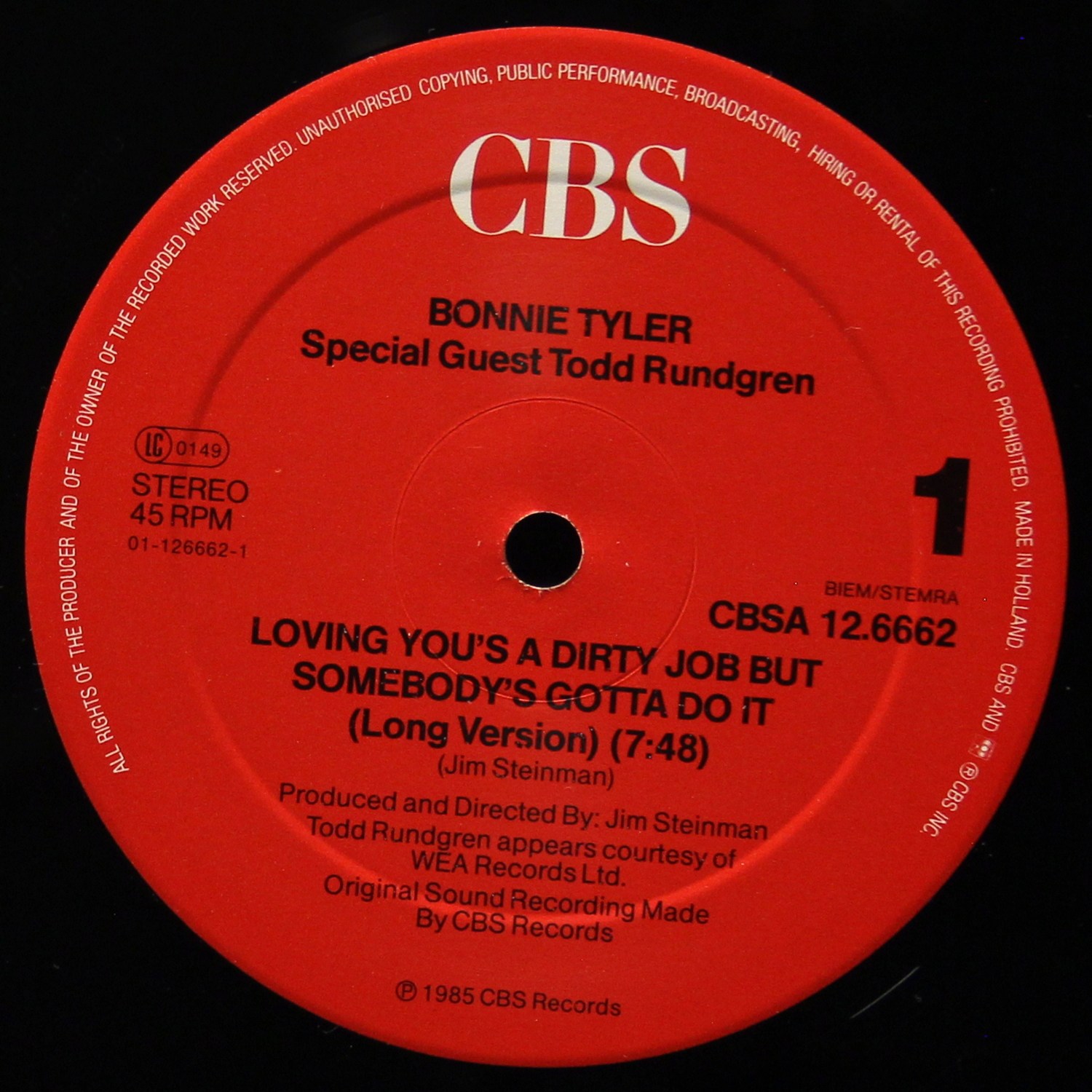 LP Bonnie Tyler — Loving You's A Dirty Job But Somebody's Gotta Do It (макси сингл) фото 2