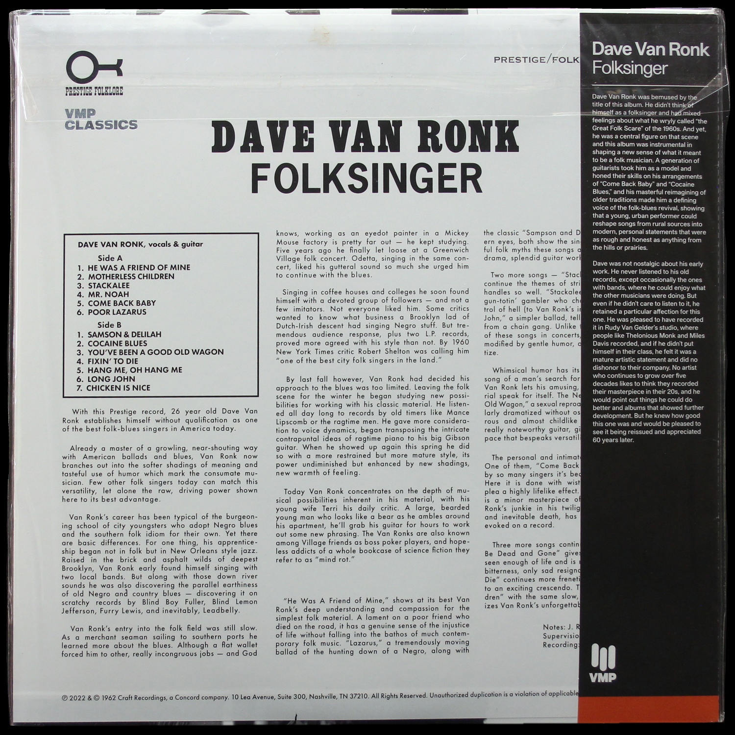 LP Dave Van Ronk — Folksinger (моно,  клубное издание,  + буклет) фото 2