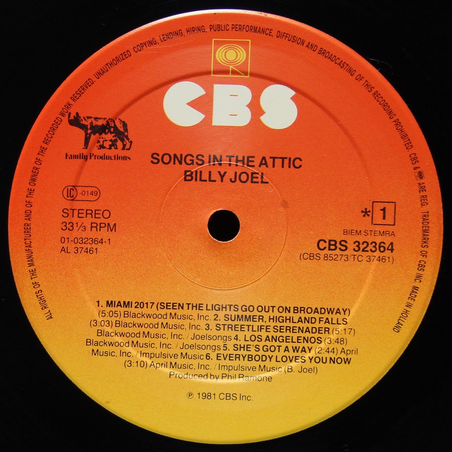 LP Billy Joel — Songs In The Attic фото 2