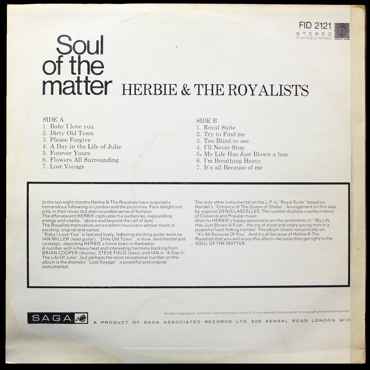 LP Herbie & The Royalists — Soul Of The Matter фото 2